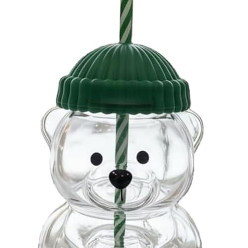 Miniatura 8 de Yechiry Taza Con Pajita De Oso, Taza De Vidrio De Borosilicato De Grado Alimenticio Transparente Linda De 20 Oz Con Tapa Para Jugo, Leche, Café, Leche, Té, Batidos, Agua Infundida,