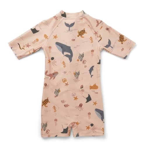Image of Boys One Piece Swimsuit Whale Dolphin Bathing Suit Zipper Rash Guard Kid Short Sleeve Swimwear Shark Beach Wear UPF50+