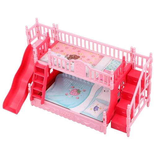 FUNNETOYU Miniatur Puppenhaus Doppelstockbett aus Schlafzimmermöbel Set für Puppenhaus für Kreatives und Ansprechende Raumgestaltung