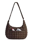 BAGSMART Crossbody Hobo Bag for Women with Adjustable Strap, Quilted Puffy Purses for Women Fluffy Compact Shoulder Handbag