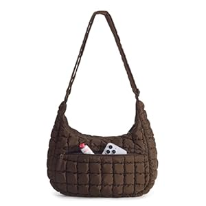 BAGSMART Crossbody Hobo Bag for Women, Quilted Puffy Purses for Women Soft Fluffy Cute Shoulder Handbag for Daily Use
