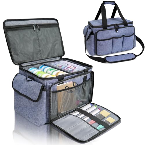 Image of ORKELS Craft Supplies Organizer Bag, Portable Storage Tote for Scrapbooking, Sewing, Knitting, Journaling, Art Projects & Teacher Supplies, Multi-Pocket Carrying Case