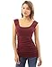PattyBoutik Women Scoop Neck Ruched Tank Top (Burgundy Small)