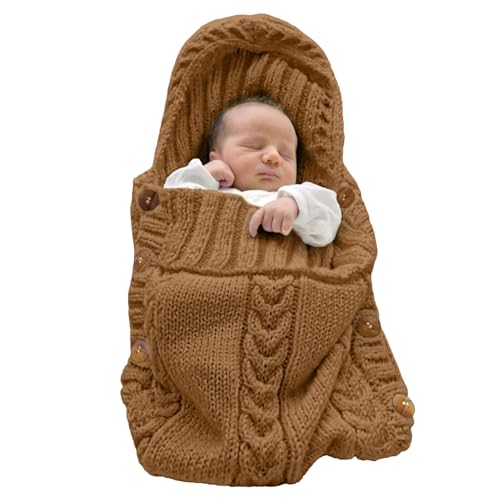 Image of XMWEALTHY Newborn Baby Wrap Swaddle Blanket Knit Wrap Blanket Bag Receiving Blankets Stroller Wrap for Baby Coffee 0-6 Month