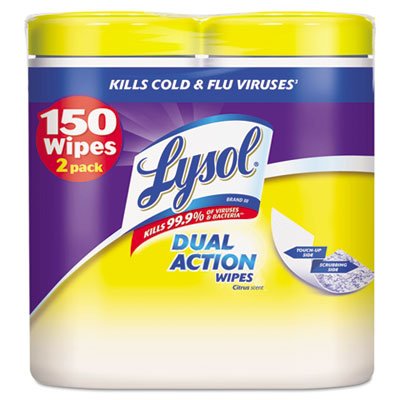 Brand Disinfecting Wipes, Dual Action, 7 x 8, Citrus, 75/Canister, 2/Pack