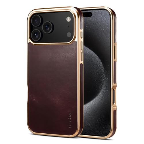 Coque iPhone 16 Cuir véritable Rouge Finition Anti-Choc Protection Silicone Dos Rigide