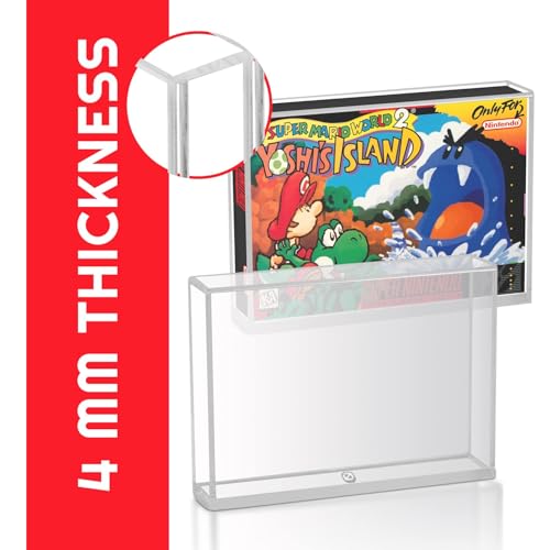 Image of EVORETRO SNES & N64 Game Storage Display Acrylic Protector Case Compatible with Nintendo N64 Game Holder & SNES Game Storage Boxes - 4MM Acrylic SNES Box Protector Clear Case (2 Pack)