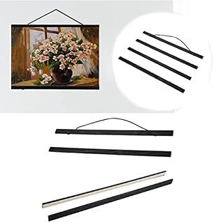 Modern Magnetic Wooden Photo Frame Magnetic Poster Hanger Frame Wood Frame for Posters Prints Pictures Maps Scrolls and Artwork DIY Custom Poster Hanger White Wood Hanging Scroll Kit Black(30cm)