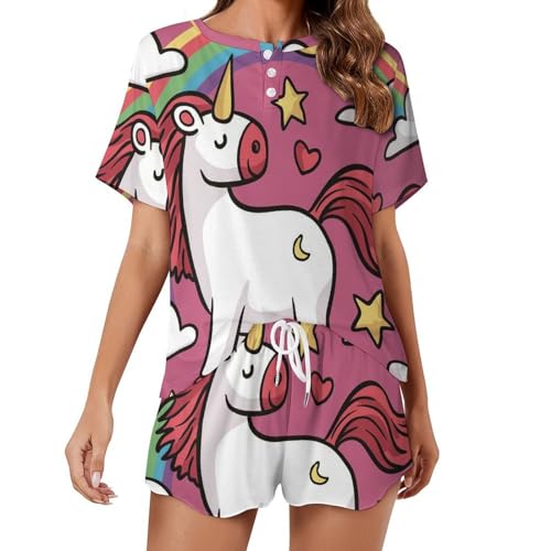 Pyjama femme manches courtes ensemble anti-chaleur vêtements de nuit légers
