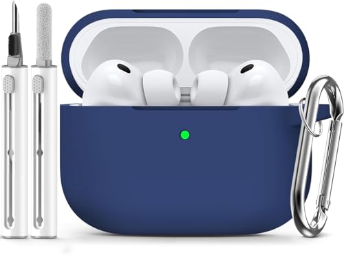 Image of Meyaar AirPods Pro 3 Case 2025 with Cleaner Kit Soft Silicone Protective Cover for Apple AirPods Pro 3rd Generation with Keychain Shockproof Midnight Blue Case for Women and Men (Midnight Blue)