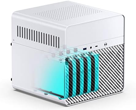 JONSBO N2 White NAS ITX Case 5+1 Disk Bays Mini Aluminum Case, Built-in 12cm Fan, SFX Power Bite (L150mm Max.), Support 65mm CPU Cooler , Integrated Upper Cover Removable，White