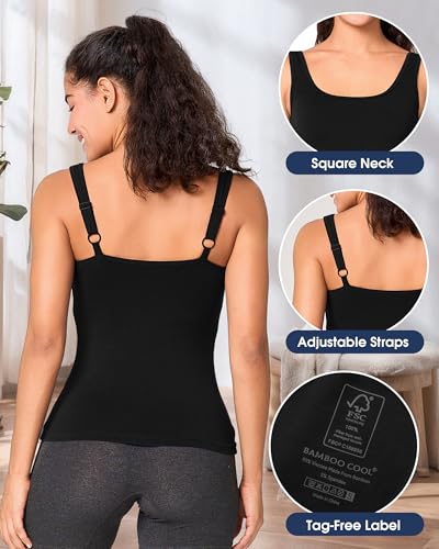 BAMBOO COOL Shelf-Bra Lingerie Camisole for Women Basic Tank with Adjustable Strap Soft Undershirt4