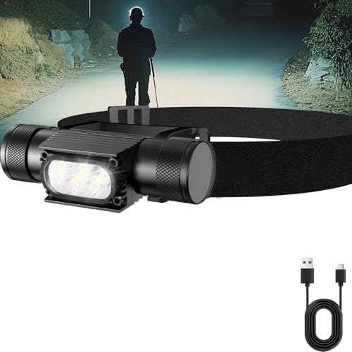 Lampe frontale LED 1600 lm étanche et légère avec batterie 2600 mAh pour extérieur