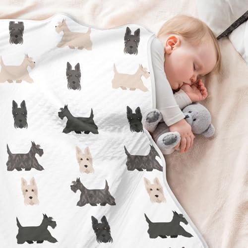Image of vvfelixl Baby Swaddle Blanket for Boys Girls Scottish Terrier Dogs Baby Receiving Blanket for Newborn Nursery Swaddling Blanket for Crib Stroller 30x40 in