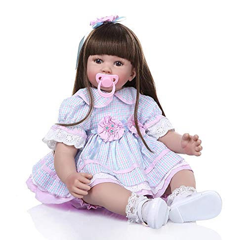 Reborn Babypuppen 60 cm 24 Zoll handgefertigte lebensechte Neugeborene Puppen magnetisches Spielzeug weiches langes Haar… – Bild 4