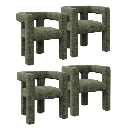 Image of BELLEZE Set of 4 Lisbon Upholstered Dining Chair - Green