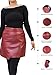 Jild Real Leather Skirts for Women High Waisted Skirt Mini Ruched Wrap Bodycon Casual Fashion Pleated Leather Skirt (PLTD-MSkrt-Red-M)