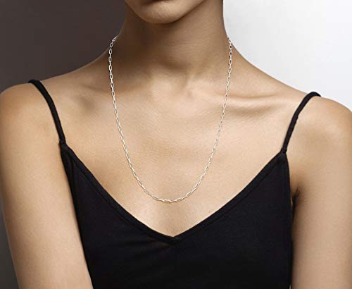 Image of Miabella Italian Solid 925 Sterling Silver, 18Kt Gold Plated 2.5mm Paperclip Link Chain Necklace for Women Men, Made in Italy