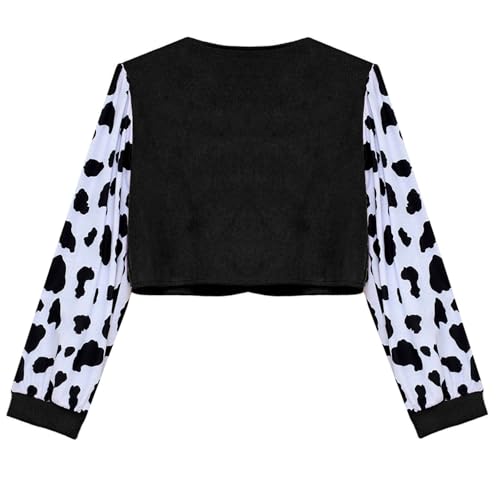 renvena Kids Cowboy Cowgirl Dress Coat V-Neck Long Sleeve Cow Print Short Coat for Halloween Party4