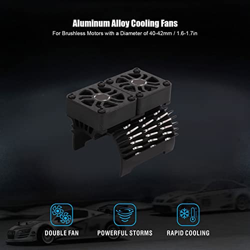 SPYMINNPOO RC Dual Fan Motor Heatsink, 40-42mm Brushless Motor Cooling Fan, Aluminum Alloy & Plastic Material, 1/8 RC Car Heat Sink - Image 4