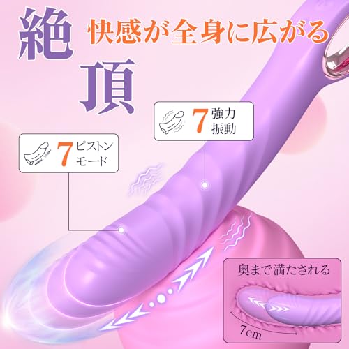 【解放される悦び】バイブ 女性用 中いき ピストンバイブ 【7段階ピストン & 7モード振動オーガズム】 おとなのおもちゃ 人気 女性向け アダルトグッズ あだるとグッズ 女性 ディルド でぃると ばいぶ 女性用強力 人気 ピストン バイブ ローター gスポット開発用 潮吹き初心者USB磁気充電 生活防水 高級シリコン製 品質安全保障 静音 Aitory - 画像2