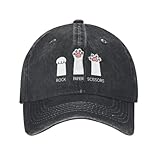 YEHWHCOAO Piedra, Papel, Tijeras Unisex, Juego de Manos, Gorra de béisbol con Huella de Gato Estampada de Pata, Sombrero Ajustable de Camionero, Gorra Snapback de béisbol