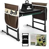 Garden Kneeler and Seat for Seniors – Heavy Duty Anti-Tip Gardening Stool with Widened Thick Soft Kneeling Pad, Foldable Garden Bench with Sturdy Handles, Gardening Gifts for Women Men Mom (Brown)