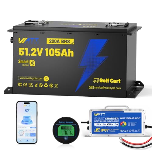 Wattcycle 48V 105Ah LiFePO4 Golf Cart Battery with Charger