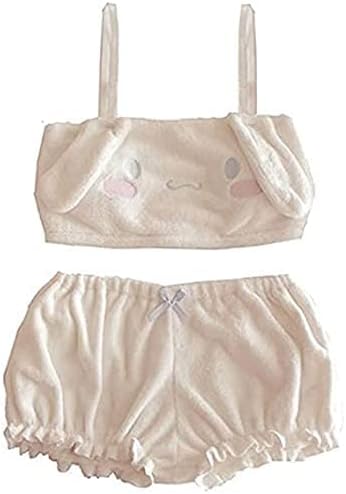Kuromi Bra + Headband My Melody Cinnamoroll Cute Cartoon Plush Pajamas Costume Lovely Ears Bra Bloomers Shorts Velvet Set