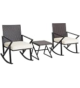 Salon Jardin Resine Tressee Encastrable LIFEZEAL Ensemble Mobilier Jardin En Rotin 5 Pcs, 2 Fauteuils Avec Table Basse En Verre Trempé Et 2 Ottomans, Lot Sièges Avec Coussins, Dossier Doux, Charge De