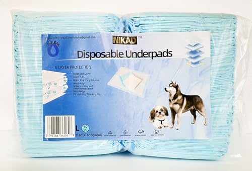 Image of NIKAD Disposable Surface Protector Training Pet Pad-Puppy Training Pet Pad-Potty Training Pad-6 Layers Absorbant Pad- (XLarge, 20 Sheets, 23.62 inchx36.43 inch)