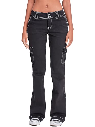 YMI Jeans Women's 2 Button Low Rise Cargo Flare Pants