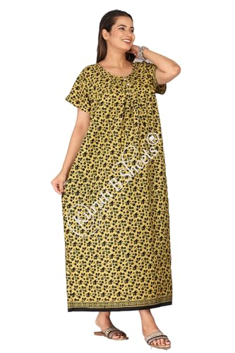 Image of Kuruti B Sheets Nighty for Women Cotton Combo (Pack of 2 Pcs) Nighty Gown Round Neck Short Sleeves Free Size