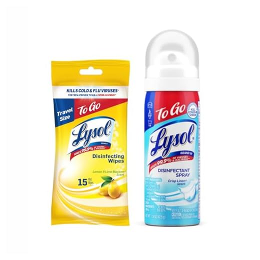 Lysol To Go Bundle - 1.5 Ounce Crisp Linen Disinfectant Spray and Lemon Lime Disinfecting Wipes Flat Pack