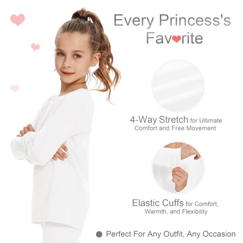 Image of 3T 4T 5T to 12 Years Girls Long Sleeve Shirts Kids Cotton T-Shirt Toddler Basic Crew Neck Top