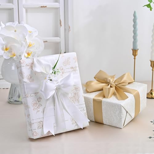 Image of Double Face Satin Ribbon 1-1 /2 inch X 50 Yards Polyester Off White Ribbon for Gift Wrapping Very Suitable for Weddings Party Invitation Decorations and More
