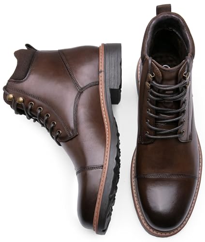 Image of Jousen Mens Chukka Boots Leather Dress Boots for Men Retro Ankle Boots Mens High Top Boots