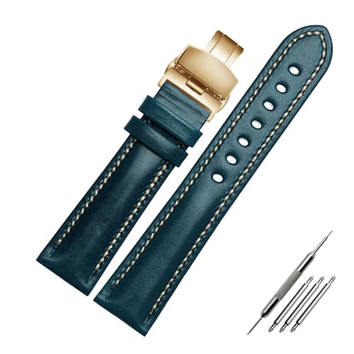 HMFang �u���b�N ���b�h �O���[�� �{�v �u���X���b�g �J���[ �E�H�b�` �X�g���b�v �o�^�t���C �N���X�v �E�H�b�`�o���h �T�C�Y 18mm 20mm 21mm22mm �o���h(Blue gold buckle,20mm)