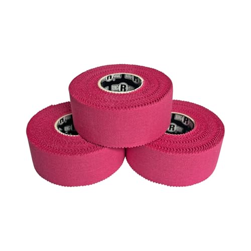 Image of Ringside 1 inch Athletic Trainers Tape, Cotton Kinesiology Tape for Combat Sports, Adhesive, 30 Foot Rolls, Hot Pink, 3 Pack