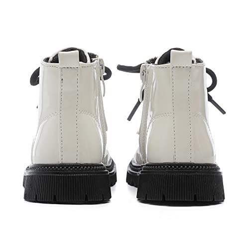 Girls Ankle Boots Fashion Side Zipper Boots Lace Up Waterproof Combat Shoes for Toddler/Little Kid3