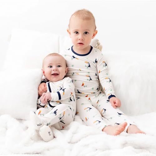 Image of Bamboo Little Soft Baby Footie Pajamas, Baby Clothes, Newborn Sleepers, 95% Viscose and 5% Spandex, 0-24 Months