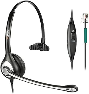 Wantek Corded Telephone Headset Mono w/Noise Canceling Mic for ShoreTel Plantronics Polycom Zultys Toshiba NEC Aspire Dterm Nortel Norstar Meridian Siemens ROLM Packet8 Landline Deskphones(F600S2)