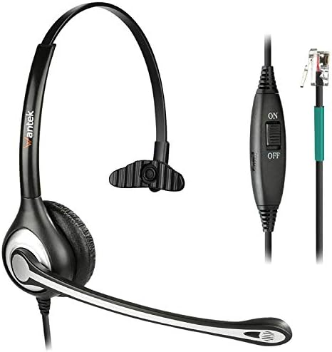 Wantek Corded Telephone Headset Mono w/Noise Canceling Mic Compatible with ShoreTel Plantronics Polycom Zultys Toshiba NEC Aspire Dterm Nortel Norstar Meridian Packet8 Landline Deskphones(F600S2)