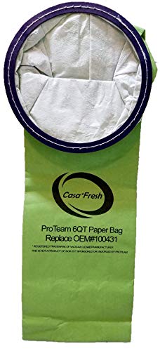 Replacement 10 PK for ProTeam QuarterVac HEPA - QuarterVac - TailVac - ProVac - QuietPro BP - GoCartVac - AviationVac 6 QT Round Backpack Vacuum Bags. Part # 100431