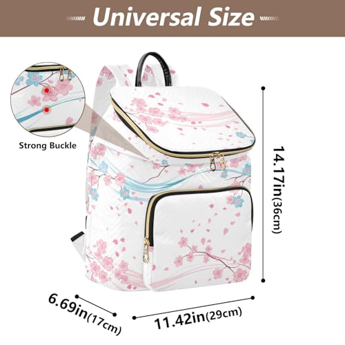 KLL Pink Blue Cherry Blossom Women Backpack Anti-theft Fashion Travel Shoulder Bag for Travel Work Shopping3