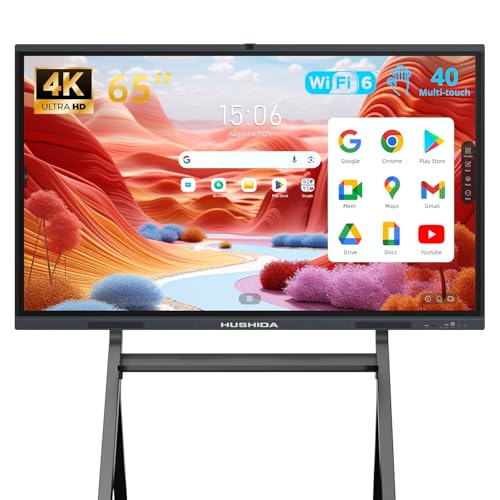 Image of 65 inch Smart Board Google EDLA-Certified 4K Interactive Whiteboard SmartBoard for Classroom & Office Business, Android 14 Touchscreen with 13MP AI Camera 8G RAM+64G ROM, 40-Points, Wall Mount Included