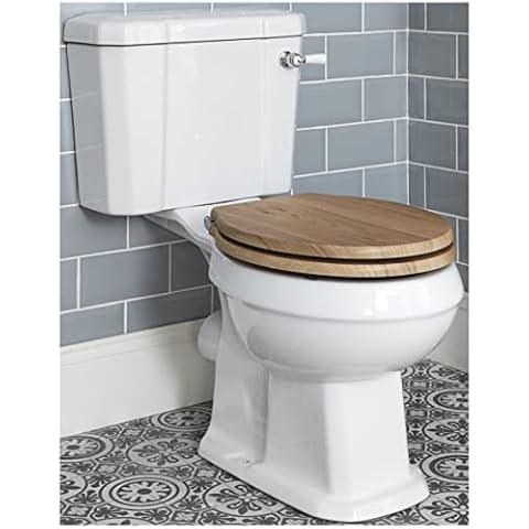 Milano Richmond Traditional White Toilet with Oak Seat Cover