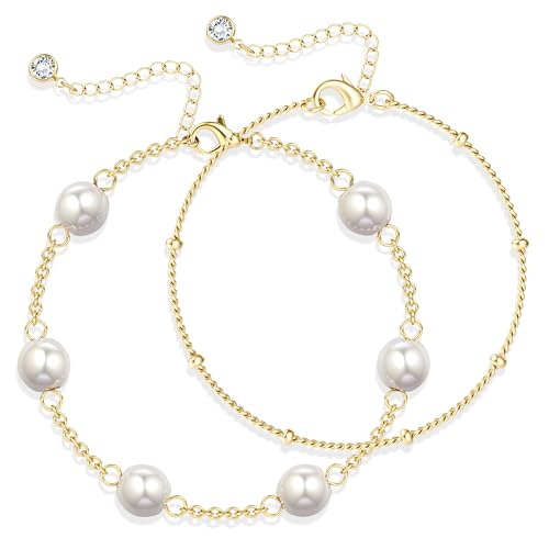 Bracelet perles d'or pour femmes non terni bijou durable