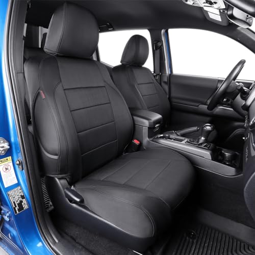 Image of EKR Custom Fit Tacoma Car Seat Covers for Toyota Tacoma 2024 2025 2026 Xtra Cab SR - Full Set, Neoprene (Black)