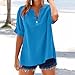 Linen Shirt Women Short Sleeve Loose Button Mandarin Collar Shirt Solid Color No Collar Business Dress Shirts Cotton Casual Loose Fitted Beach Blouse Tunic Tops Western Boho Clothes for Women